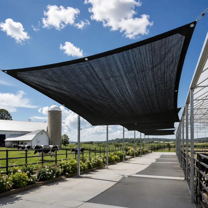 Black breathable shade net, 10 ft × 13 ft, lightweight  outdoor sunshade fabric with UV protection, thickened hem stitching and reinforced rivet eyelets, dust-resistant cover, suitable for gardens, greenhouses, chicken coops, and outdoor dining areas