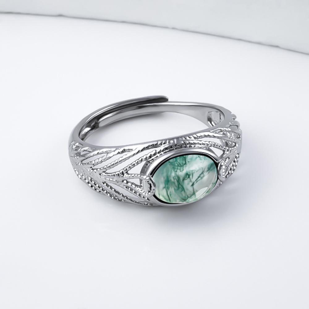 Vintage 925 Sterling Silver Moss Agate Ring for Women Band Filigree Leaf Design Natural Green Stone Statement Jewelry Boho Aesthetic Promise Ring Birthday Gift for Her Vintage 925 Sterling Silver Moss Agate Ring for Women Band Filigree Leaf Design Natural Green Stone Statement Jewelry Boho Aesthetic Promise Ring Birthday Gift for Her