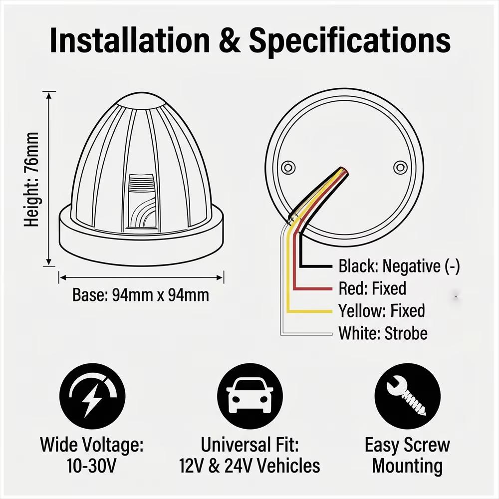 LEB flashing car watermelon light 12-24V Glass Lens Turn Signal Dual Color Strobe Side Marker Light Three modes of adjustment for Lorry Trailer flashing function car equipment 2/4/6PCS