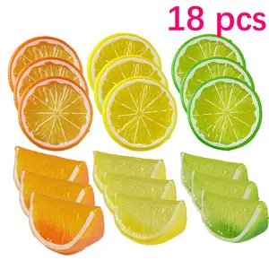 18pcs Bright Decorative Artificial Lemon Slices, 2inch Realistic Fake Plastics, Home & Party Décor, Ideal for Festivals & Occasions