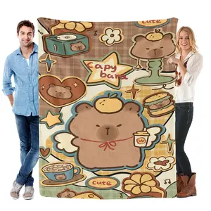 My Capybara Fleece Blanket, Microfiber Plush Throw Blanket for Bed Couch Living Room, Cute Gift for Him Her Family Christmas Presents, Zen Unbothered Aesthetic for Women Men Teen Girls Teen Boys