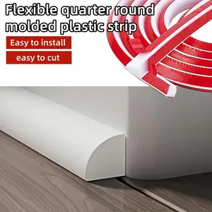 1 Roll of 2m/78.74in Flexible Quarter Round Molded Plastic Strip, Peeled and Pasted PVC Decorative Molded Strip, Double-sided Self-adhesive Wall Corner Decorative Molded Strip, Suitable for Floors, Bathrooms, Countertops
