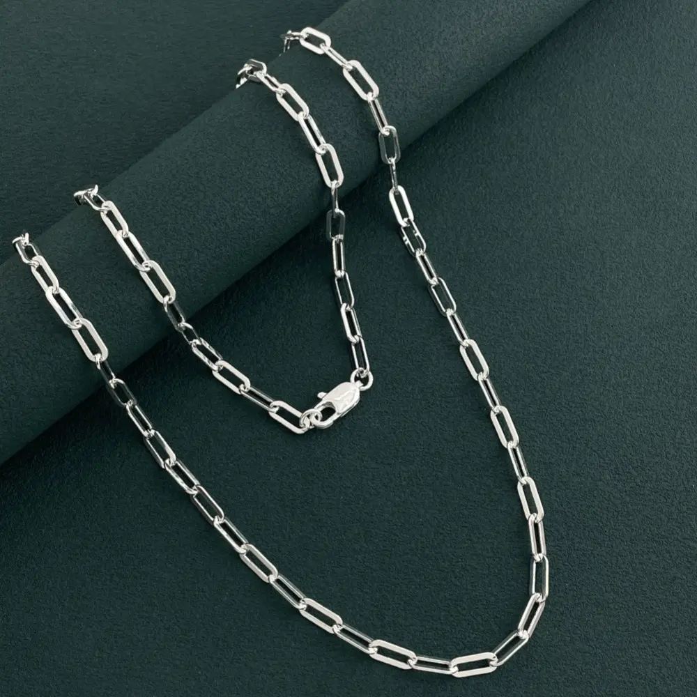 925 Silver Fancy Paperclip Link Chain Necklace - for Men & Women，Thick Sturdy Colourfast Necklaces Jewelry， Gifts for Hersummerwins