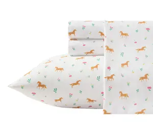 Wrangler Horse Meadow White/Brown Microfiber Twin Sheet Set