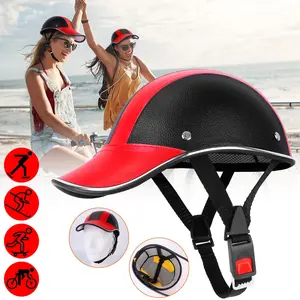 Safety Bicycle Helmet Adjustable Windproof Bike Helmet Sunshade Baseball Cap Anti-UV Cycling Motorcycle Hat Leather Helmet