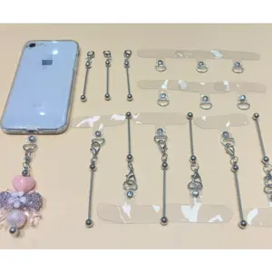 40pcs Silver Mobile Phone Case Holders Beadable Keychain Set Suitable for DIY Craft