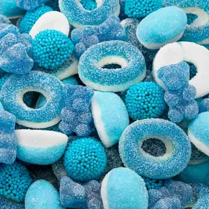 Blue Candy Mix | 1-Pound Bag | Blue Raspberry Candy | Sweet & Sour Gummies for Gender Reveal | Baby Shower Party Favors for Boy | Gummi Bears, Nonpareil Berries, Gummy Rings & Puffs