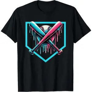 Mens Drip Boys Natural Short-Sleeve Casual Menswear Streetwear Baseball Bat and T-Shirt Set