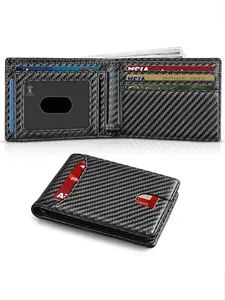 Men's Ultra-Thin Wallet, Leather Money Clip, RFID Blocking Wallet Front Pocket Bi-Fold Design, Slim Credit Card Holder for Men, Durable Bifold Wallet