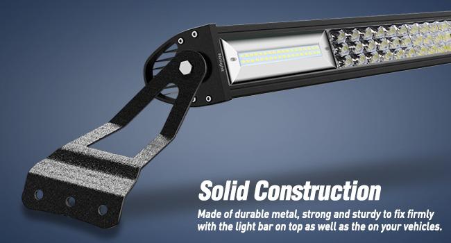 Nilight 2PCS 52” Curved LED Light Bar Bracket at Upper Windshield Roof Cab for 07-13 Chevy Silverado Suburban Avalanche Tahoe & GMC Yukon Sierra