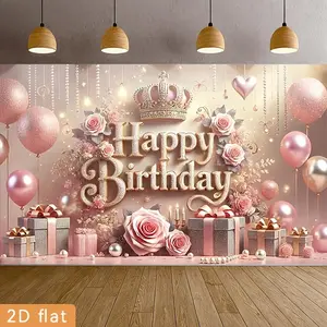 Summervibes 2D Flat - 2D Flat - 1pc 2D Flat Banner | for party Banners Happy Birthday, Home Decor For Family Holiday Gatherings, Fashionable, Personalized, Beautiful Patterns, Pretty Polyester Backdrop For,summervibes