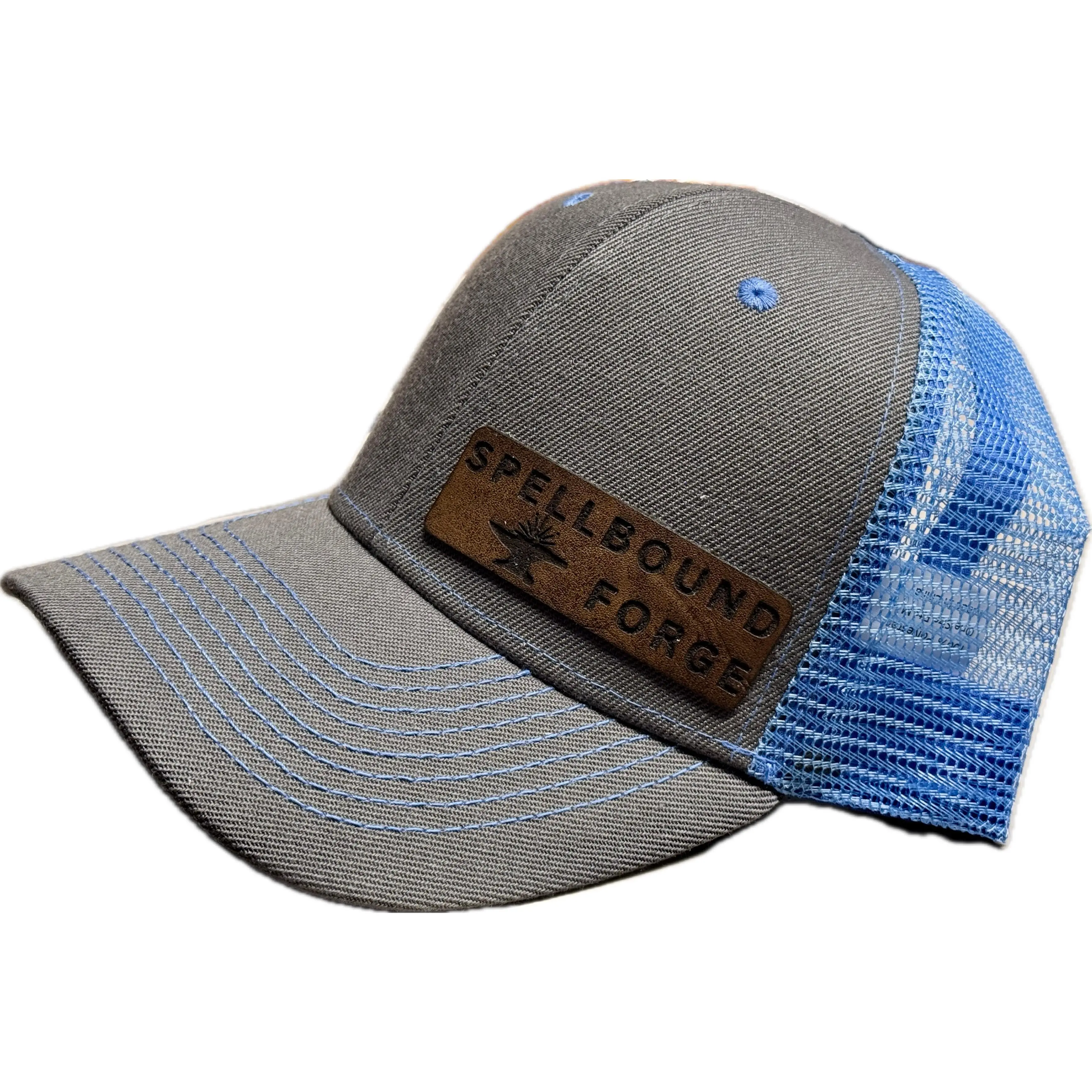 Custom Trucker Hat with Personalized Laser-Engraved Leatherette Patch, Sturdy and Adjustable Snapback Mesh Cap for Businesses & Events, Personalized Gifts, Teams