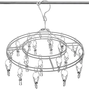 Stainless Steel Sock Drying Rack with 20 Clips Stainless Steel Space-Saving Dryer Rack with Peg Sock Towels Bras Underwear Small Laundry