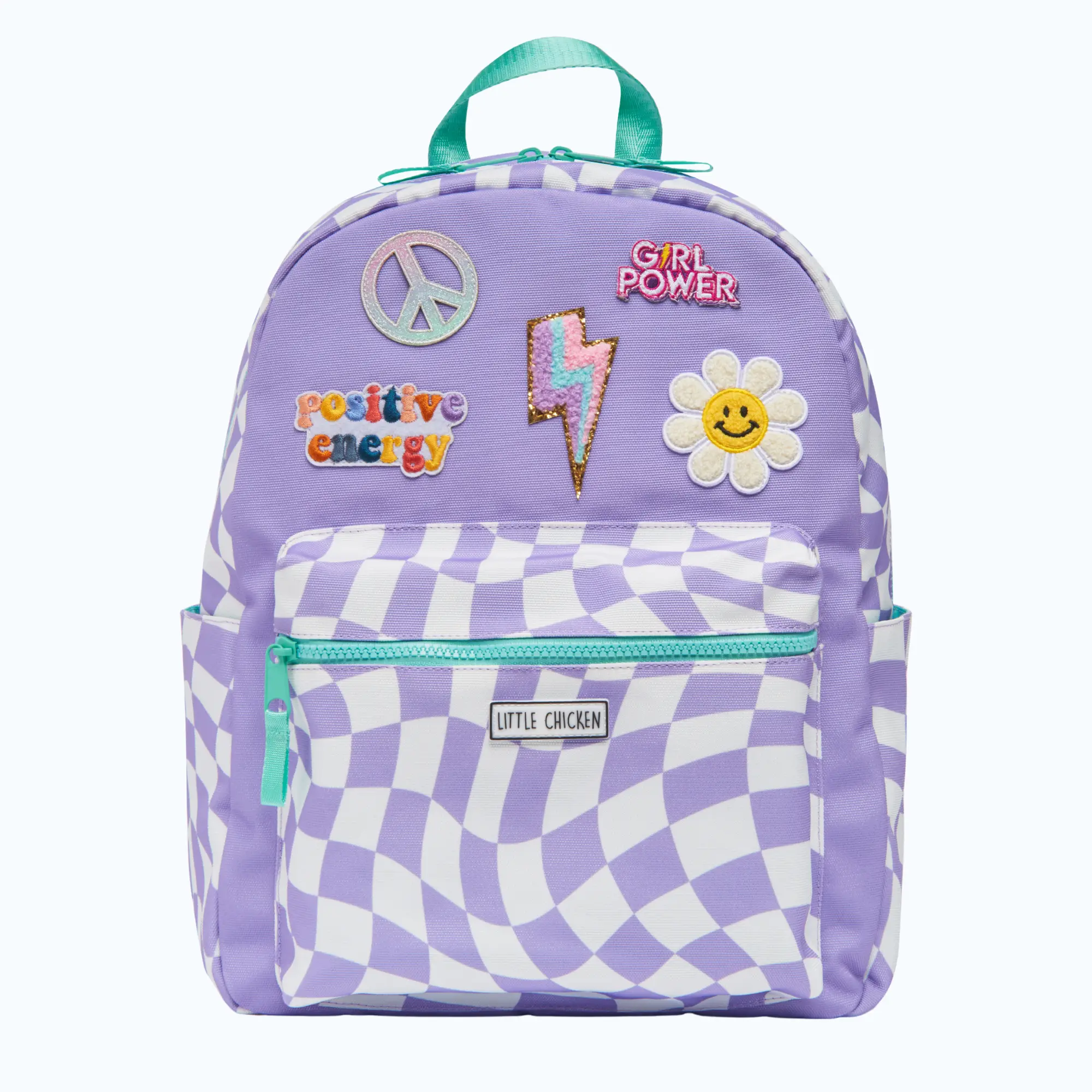 Little Chicken Girls Purple Checkered Patched Backpack