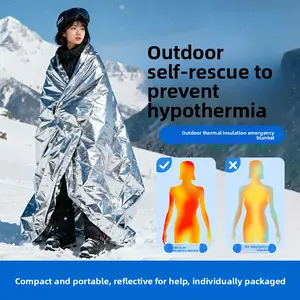 First Aid Blanket Outdoor Insulation First Aid Blanket Field Medical Emergency Thickened Aluminum Film Cold Protection Equipment Warm Sleeping Bag