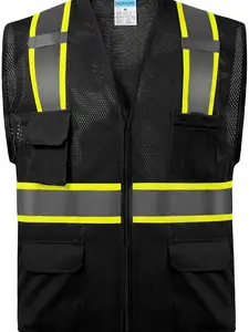 Black Two Tones Safety Vest ,High Visibility With Multi-Pocket Tool