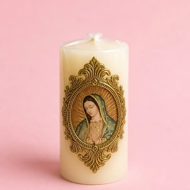 Virgen de Guadalupe San Judas Candle - Decorative Candle with Religious Design, Ideal for Home Decor and Rituals