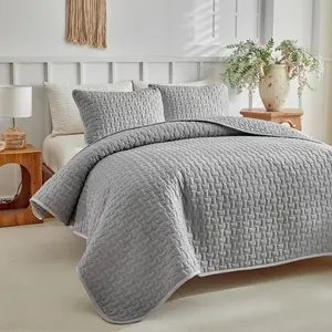 Textured Bedding Set, Pure Color Waffle Stitching, Skin-Friendly Breathable All-Season Use, Scallop Edge Design