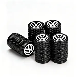Red Black Anodized Aluminum Valve Stem Caps 5 Pack, TPMS Safe & Weather Resistant, Rust Leak Dust Proof Wheel Accessories for Volkswagen Sedan SUV (Jetta Tiguan Golf)