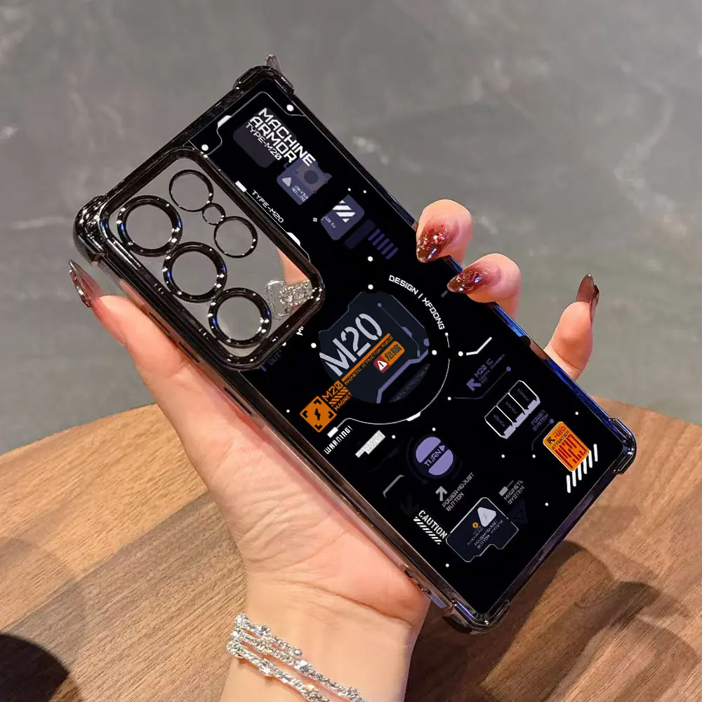 Cyberpunk Style Luxurious Circuit Board Smartphone Casing - Shockproof Transparent Soft Back Cover for Samsung Galaxy S25, S24, S23, S22, S21 FE Ultra Plus 4G/5G - Premium Handheld Cellphone Devices Accessory