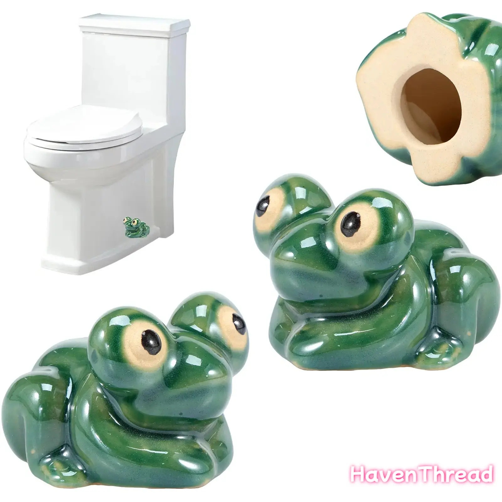 2-Count Ceramic Frog Decorative Caps - Prevent Dust, Smooth, Easy-Install Bathroom Decoration Accessories, 6x4x4.5cm DIY Luggage & Bag Fastener Covers, Hide Unsightly Toilet Bolt Covers, Creative Gifts