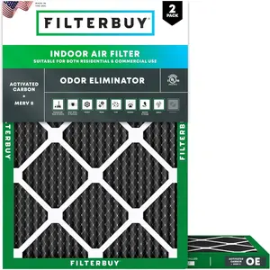 Filterbuy 14x18x1 Air Filter (2-Pack), Pleated MERV 8 Odor Eliminator HVAC AC Furnace Air Filters (Actual Size: 13.50 x 17.50 x 0.75 Inches)