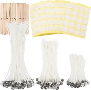 Candle Wicks for Candle Making 120 count with 120 count Wick Stickers and 10 count Candle Wick Holders, Cotton Candle Wick for Soy Wax, Beeswax, Coconut Wax