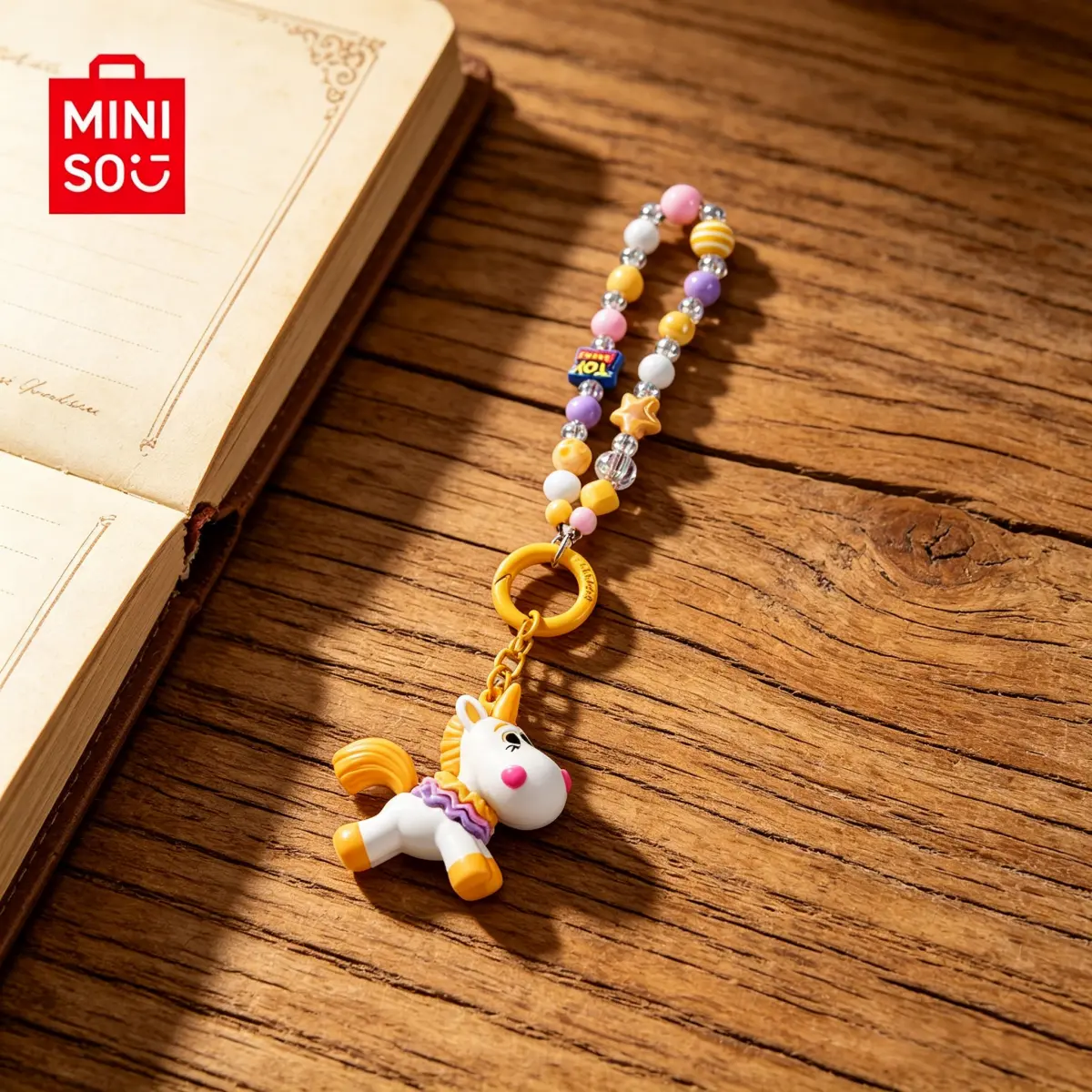 MINISO Toy Story Year of the Horse Beaded Keychain - Cute Buttercup Unicorn Durable Kawaii Home Hanging Decor, Keychain Attachment, Bead Animal Collectible, Ideal for Backpack, Car Key