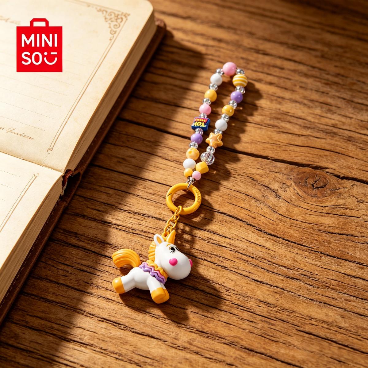 MINISO Toy Story Year of the Horse Beaded Keychain - Cute Buttercup Unicorn, Durable Kawaii Fashion Accessory, Keychain Attachment, Lightweight Colorful Unisex Bead Animal Cute Collectible, Ideal for Backpack, Car Key