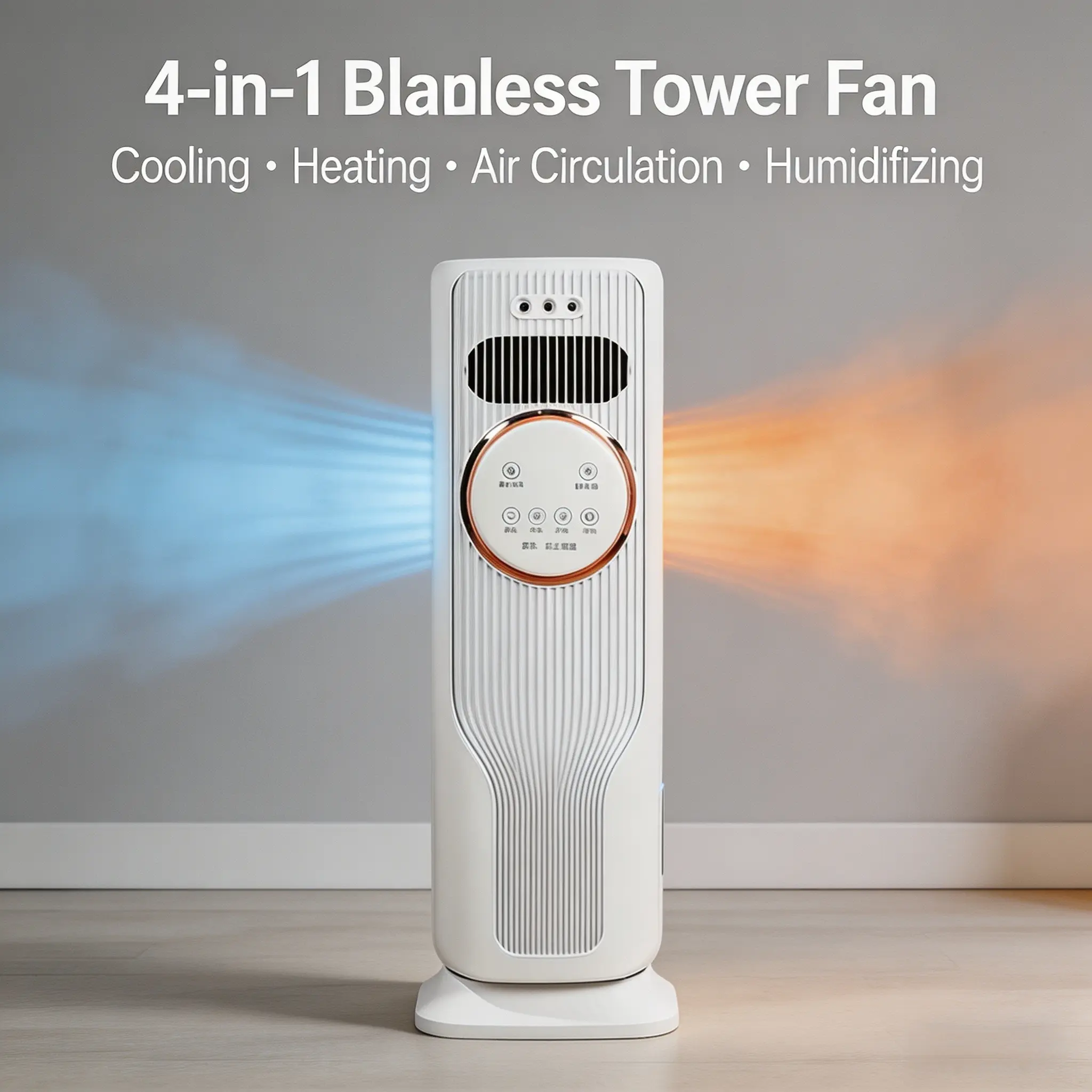 Quiet 4-in-1 Tower Ice Cooler & Space Heater Fan, Vertical Portable Cooling Heating Unit with Remote Control, 3 Wind Modes & 2 Ice Packs, Energy Saving Home Outdoor Essential for Men Sports & Daily Use