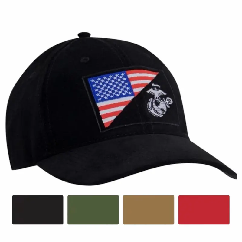 ROTHCO USMC Low Profile Brushed Cotton Cap for Veterans, an Adjustable & Ventilated Unisex Style for Engagement, Anniversary, and Memorial Day, Hook And Loop, Ceremony