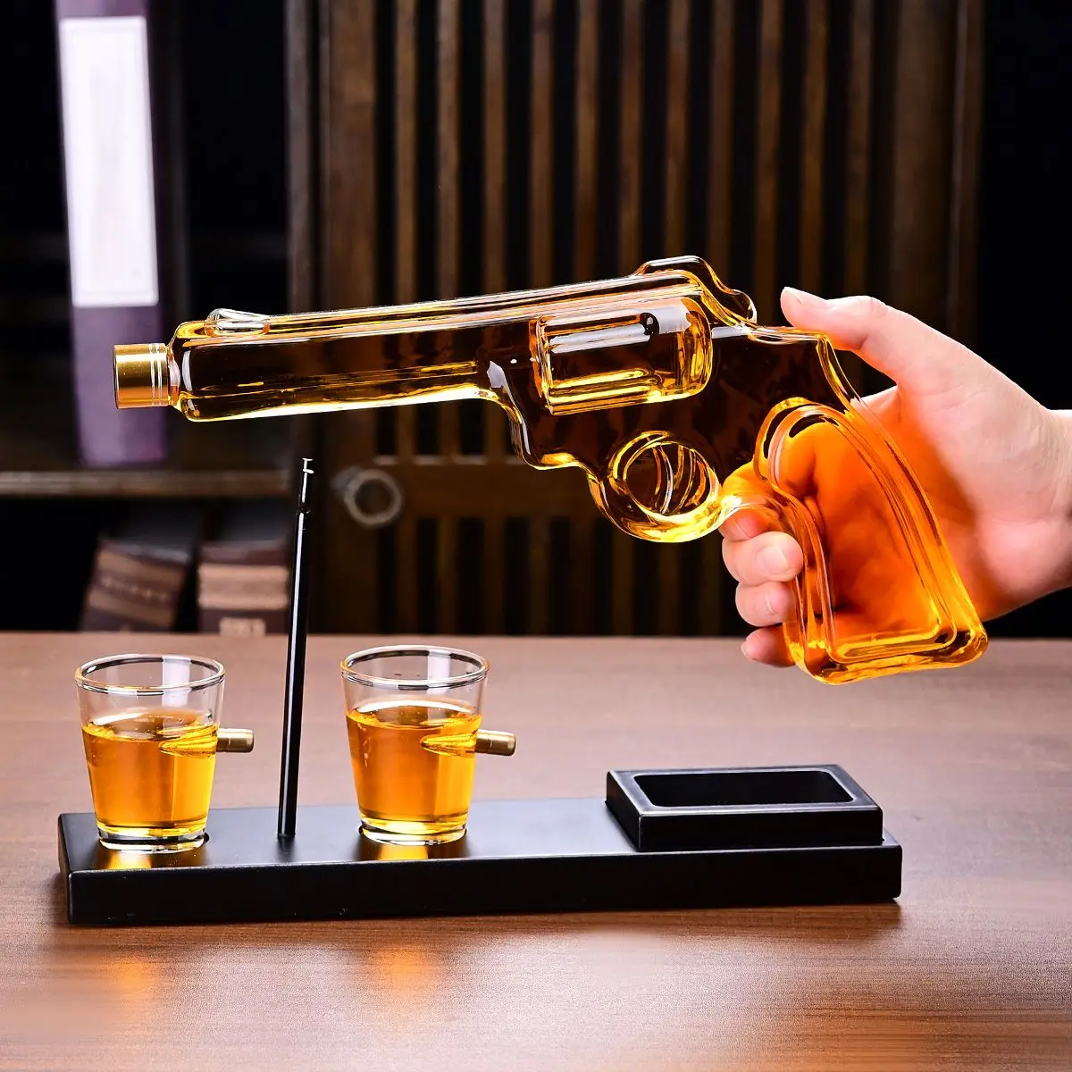 Whiskey Gun Decanter Gift Set – Pistol Decanter + 2 Bullet Glasses | Best Birthday, Christmas Gift for Dad, Husband, Men