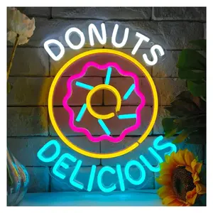 Sign Illuminated Delicious Donuts Light For Wall Decor Bakery Shop Sign Decor USB Powered LED Neon Business Sign For Shop Sign Lamp