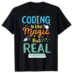 Coding Programmer Computer Science Programming Gift Unisex T-Shirt Men's Fashion T-Shirt, Outdoor Casual Wear Fashion Top - 200g Cotton Men's Graphic Tees Men's T-Shirts Casual Short-Sleeve Comfort Wear Classic Cotton Tee 200g 100% Cotton Sizes S to XXXXL