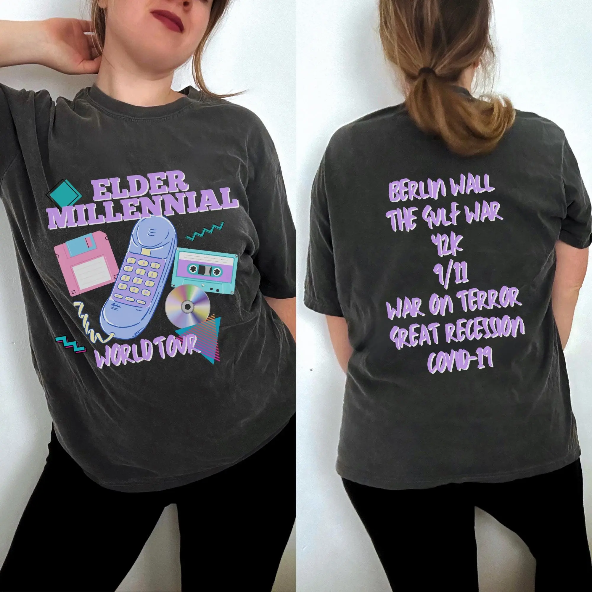 Elder Millennial World Tour Shirt, Funny Elder Millennial Shirt, Millennial Birthday Gift, 80's Baby, Be Patient Millennial Club Comfort Fashion