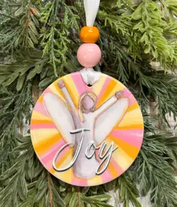 Joy Angel Ornament, Tree trimming, Holiday gift, Christmas gift, Special gift