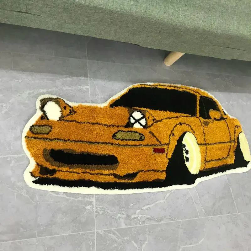 Plush Retro Racing Sports Car Rug