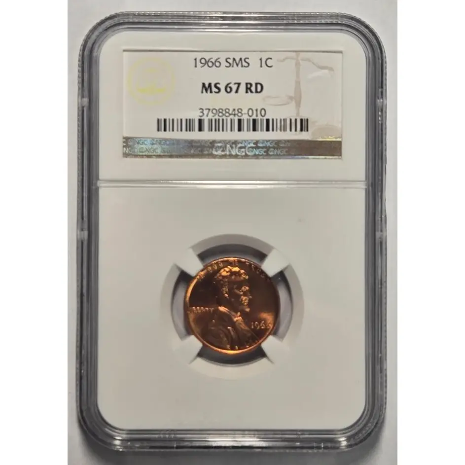 1966 SMS LINCOLN MEMORIAL CENT 1C NGC MS 67 RD Certified Coin