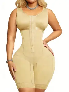 Women's Solid Color Shapewear, Curve Hugging Compression, Fajas, Adjustable Buckle On Chest Bodysuit, Butt Lifting And Tummy Control Jumpsuit, Colombian Shapewear, Women's Activewear Waist Shaper, Suitable For Casual Outings, Womenswear, Fit