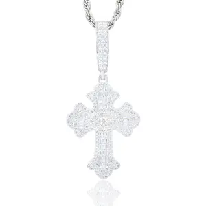 【#P862】Cross Devil Eye Pendant UCCIYO 18k Gold-Plated Lab-Created Moissanite S925 Sterling Silver Moissanite Pendant Necklace For Women Men Hip Hop Jewelry Gift