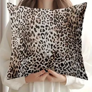 Modern Leopard Print Pillow Cover, Polyester Material, 3 Sizes Available, Zipper Closure, Home Decor, Bed Sofa Chair