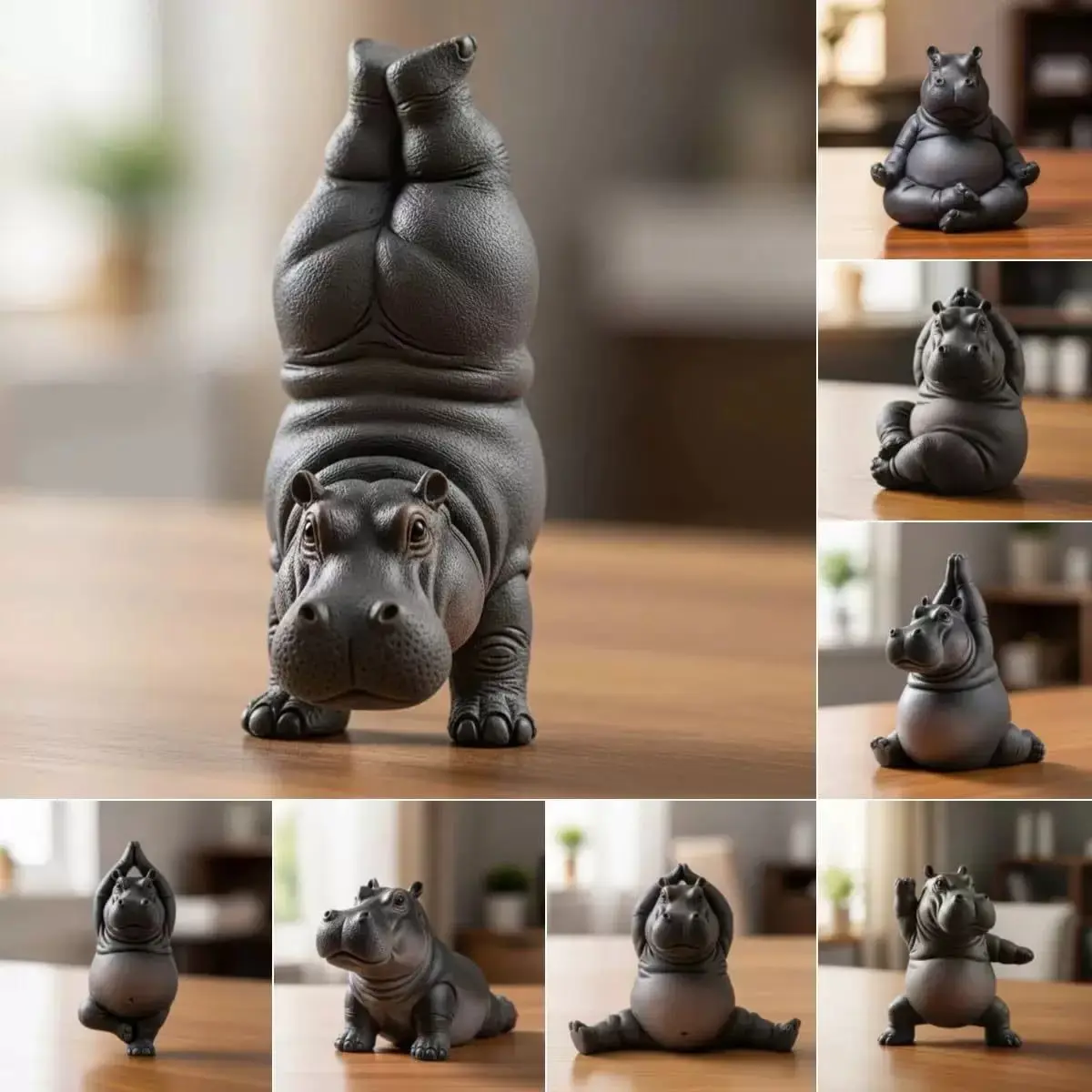 Yoga Master Hippo Statue Handcrafted ResinHippopotamus Figurine Hippo Figurine YogaStatue Meditation Hippopotamus For Home
