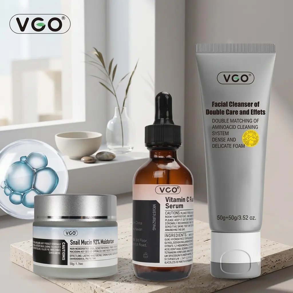 VGO Complete Face Care Routine – Facial Cleanser, Serum & Snail Moisturizer Set