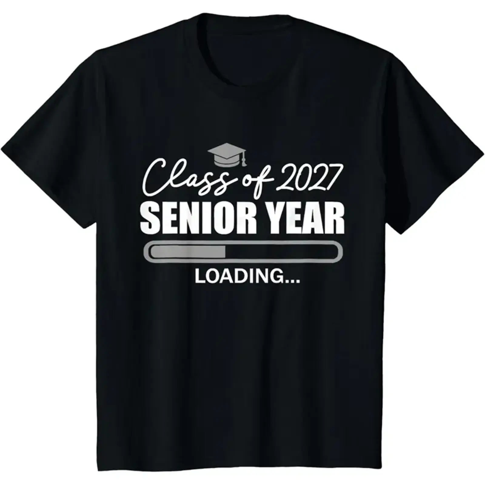 Unisex Short-Sleeve T-Shirt, "Class of 2027 Senior Year Loading" Funny Progress Bar Graphic, Back-to-School Simple Fun Top