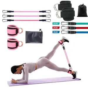 Resistance Band With Ankle Strap, 6 Counts/set Hip Lift Ankle Resistance Band, Elastic Trainer, Shaping Equipment For Home Gym, Christmas Gift