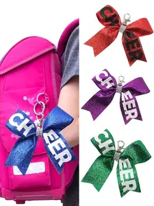 4-Piece Cheerleading Captain Pin Set, Shiny Ribbon Bow Keychains, Casual Style, Letters Pattern, Perfect for Accessories