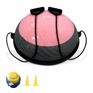 [Fahuac] Balance Ball Balance Trainer 660Lbs Weight Capacity 23" Half Ball with Resistant Band, Anti Burst Design, Anti-Slip Surface for Home Gym Core Ab Training Yoga Fitness Stability Workout with Foot Pump