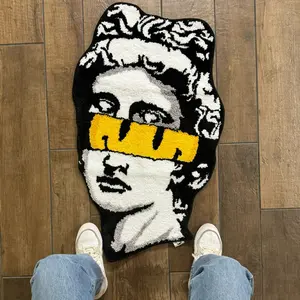 Habitatt Happy Greek Rug for Home Decoration, Designer Rugs, Soft and Fluffy Rugs for Bedroom Living Room Bathroom, Mats Carpets, Home Essentials, Non-slip, Home Decor, Decorative Carpet, Cozy Bedroom