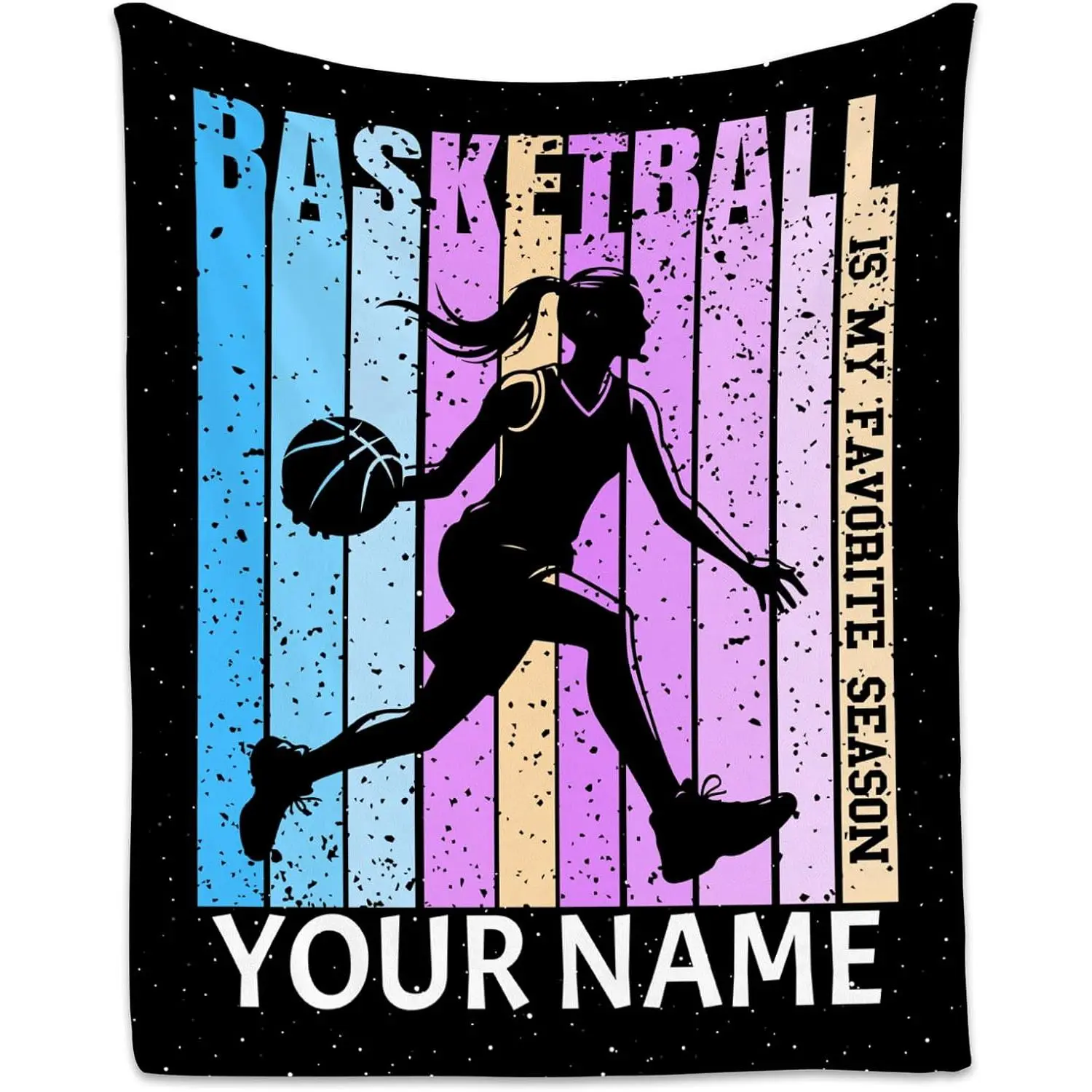 Personalized Basketball Gift for Girls & Women | Custom Name Basketball Throw Blanket for Mom, Daughter, Player & Coach | Soft Cozy Flannel for Sport Fans, Bedroom, Game Day & Travel