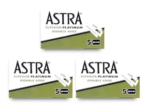 Astra Superior Premium Platinum Double Edge Safety Razor Blades, 5 Count (Pack of 3)